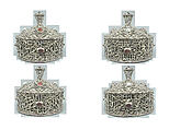 Crown, Silver, with openwork, decorative wire, and slightly domed and tablecut carnelians and turquoises; cotton foundation